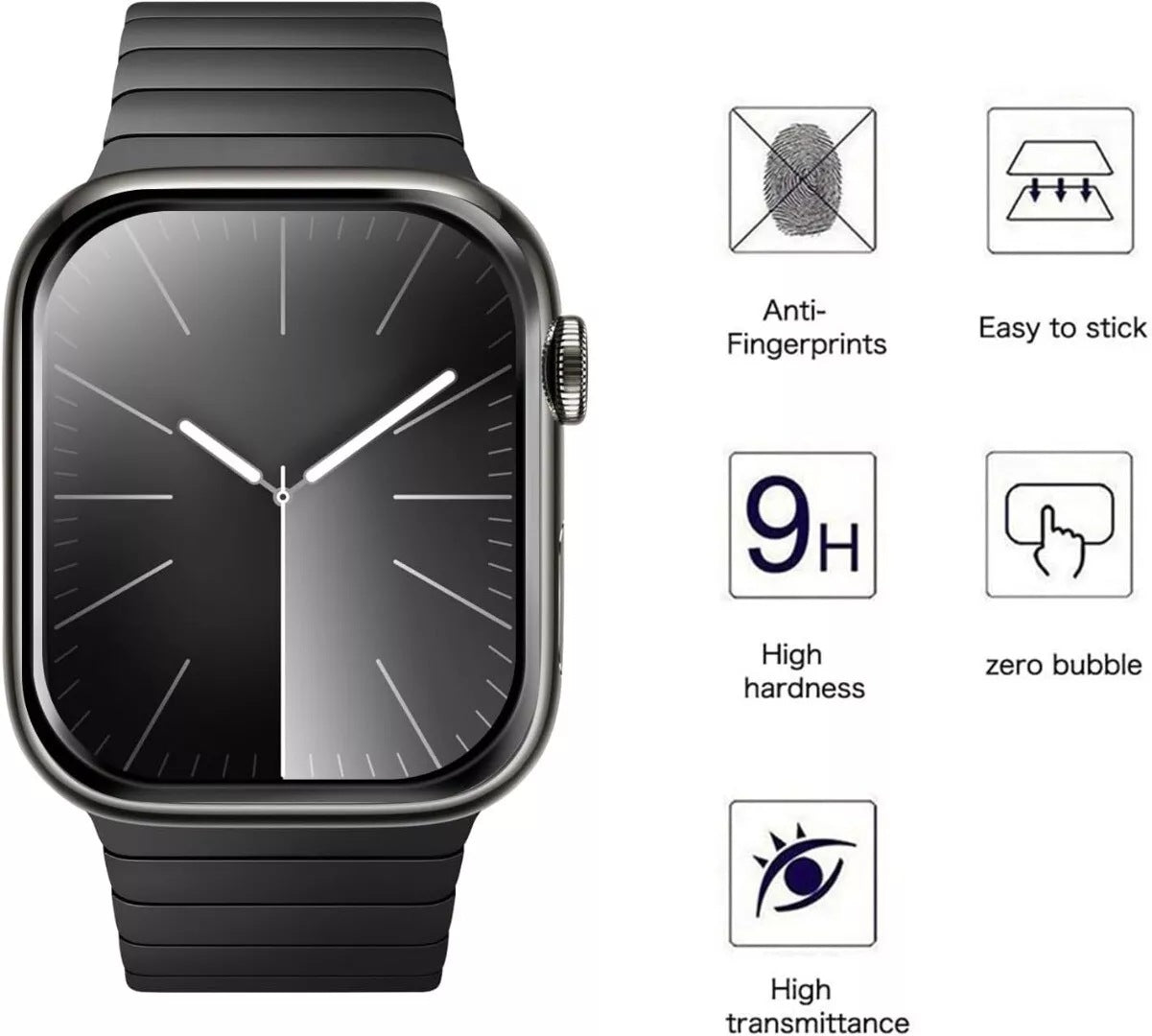 Lot de 2 protecteurs d'écran incurvés en verre trempé à couverture complète pour Apple Watch Series 10 Lot de 2 protecteurs d'écran incurvés en verre trempé à couverture complète pour Apple Watch Series 10